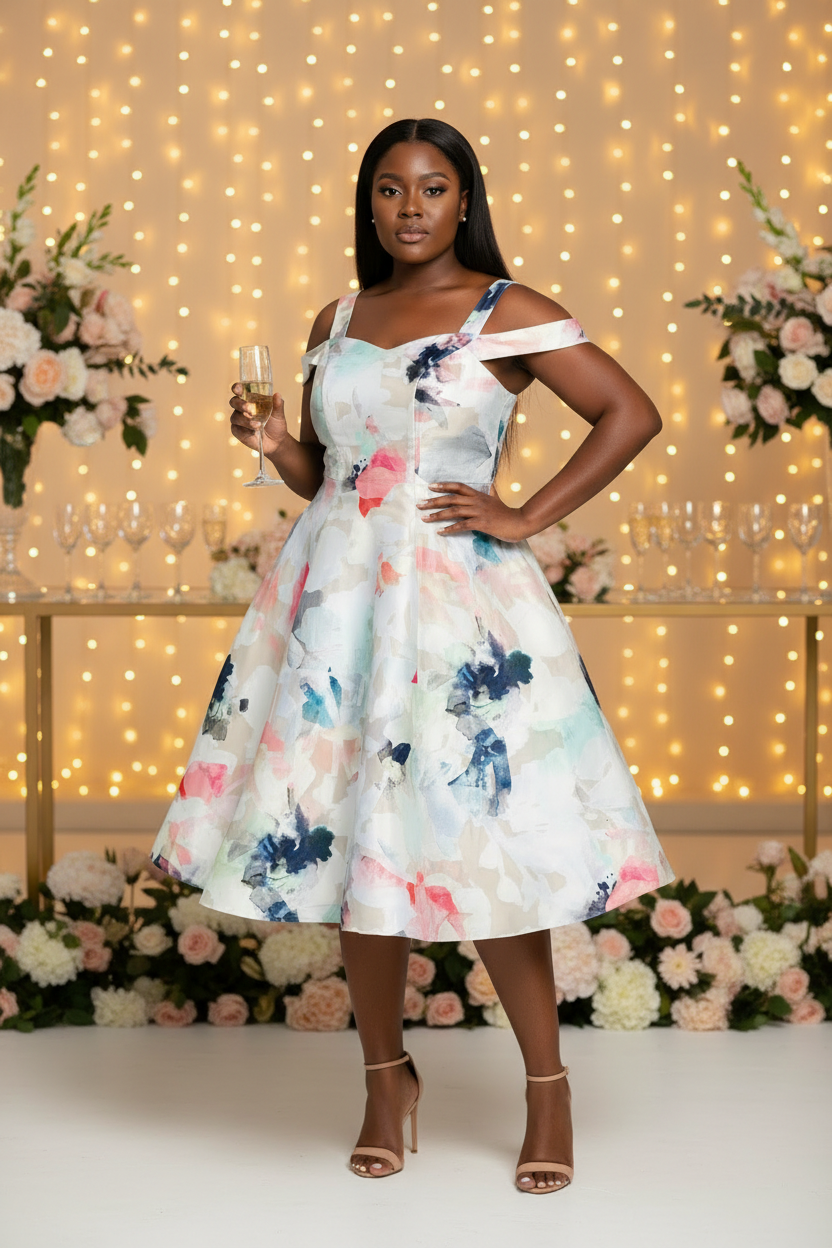 Floral Dress - Party Background with Shoes