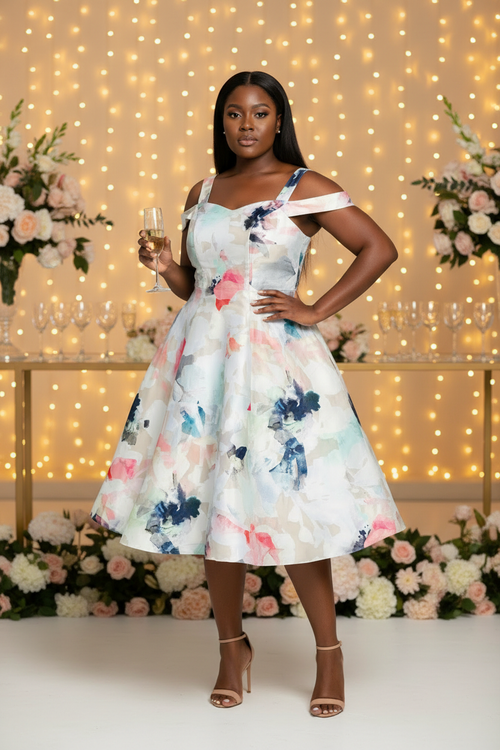 Floral Dress - Party Background with Shoes