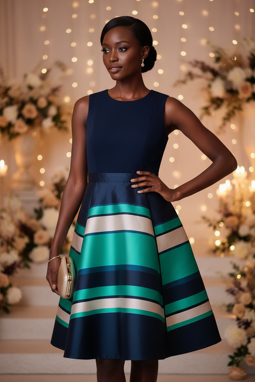 Navy Striped - Matte Structured Bodice